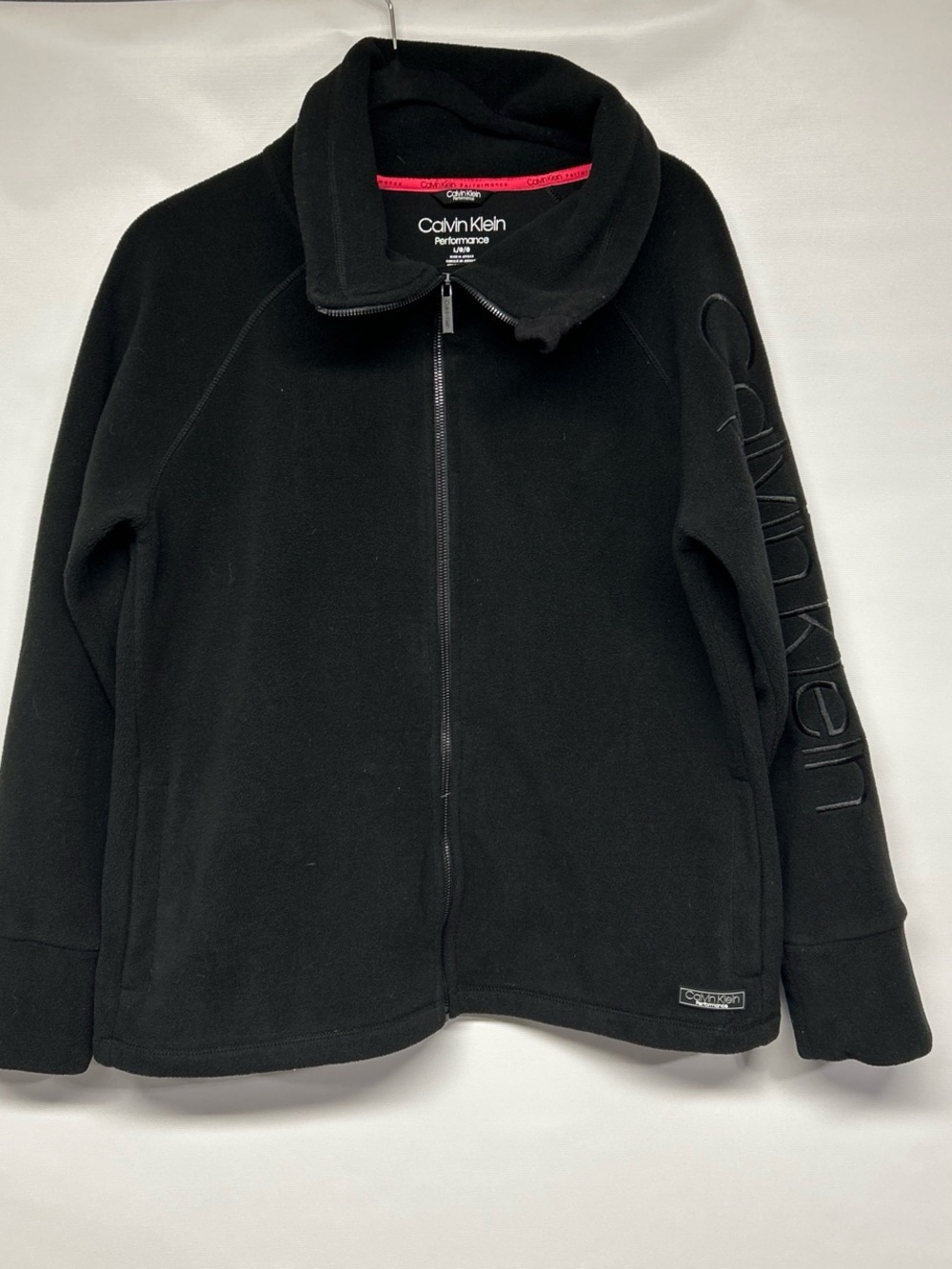 Calvin Klein Black Kids' Full-Zip Fleece Jacket with Sleeve Logo